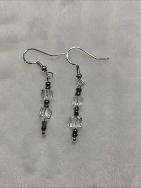 Clear Crystal Bead Dangle Earrings -Good Vibes Only Jewelry Co. Newport Beach 🏖️
